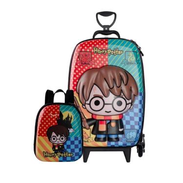 Imagem de Mochila Rodas Triplas Harry Potter 3d Lancheira Escolar