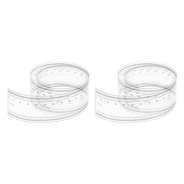 Imagem de Generic 2 peças régua flexível de 50 cm escala de 0,1 mm com linhas de ângulo e largura R plástico PET régua reta dobrável calibração réguas macias ferramenta de medição para fábrica, transparente