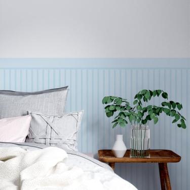 Imagem de Papel Meia Parede Ripado Decorativo – Revestimento Adesivo Estilo Madeira Ripada (Azul)