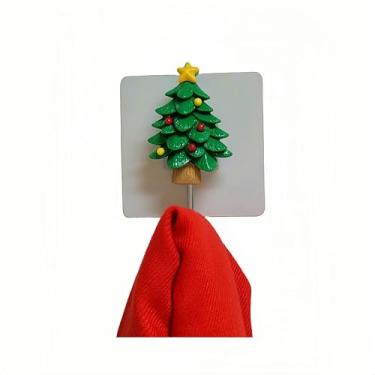 Imagem de TwoFish Casa 4 peças ganchos de parede para árvore de Natal, toalha de árvore de Natal, ganchos de meia de Natal, porta-chaves, decoração de banheiro, gancho decorativo rústico para casacos