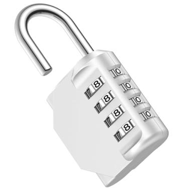 Imagem de Fechadura de combinação de 4 dígitos à prova d'água cadeado seguro ao ar livre para armários de academia, caixas de ferramentas, portões, cercas, armazenamento, esportes (prata)