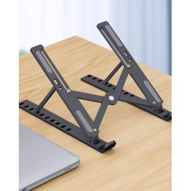 Imagem de Suporte de plástico ajustável para laptop – Elevador de laptop portátil dobrável tamanho grande preto BLC1043-05