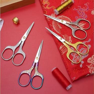 Imagem de 1 mini tesoura, lâmina inoxidável, cabo de metal, escritório, escola, sala de aula, aluno, professor, artesanato, tecido, costura, embrulho de presente, multicolorido