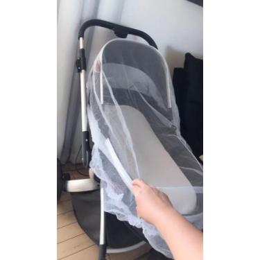 Imagem de Protetor contra insetos Carrinho de bebê Mosquiteiro Branco com azul M
