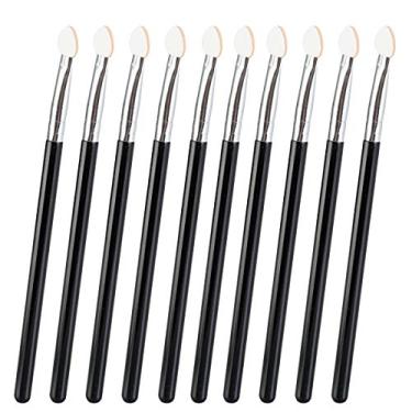 Imagem de Pincel aplicador de esponja de sombra, pincel aplicador de maquiagem para os olhos, 10 peças (preto)