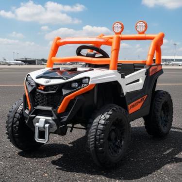 Imagem de Jipe Carro Elétrico Infantil 12V Música Luz Controle Remoto (Laranja)