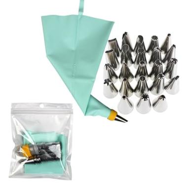 Imagem de Conjunto de 26 pontas de tubulação, 1 saco de confeitar reutilizável com 24 pontas de gelo, conjunto de tubulação para assar, utensílios de cozinha para padeiro, ferramentas de cozimento