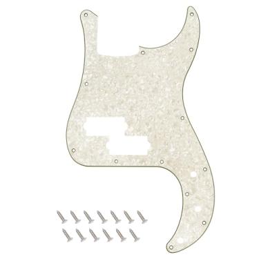 Imagem de Banworks Precision Bass Pickguard 4 Ply 13-Hole P Bass PB Scratch Plate para USA/Mexican Modern Style Fender Precision Bass JT/HB-10 Vintage White Pearl
