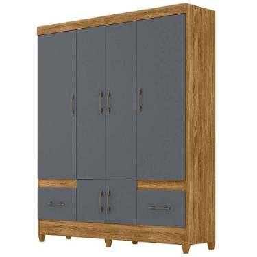Imagem de Guarda Roupa Casal Ms912 6p 165 Cm Freijo Cinza Moval - MOVAL MOVÉIS