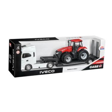 Imagem de Caminhão Plataforma Iveco Hi-Way Com Trator Case 340 - Brinquedo Infan