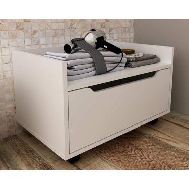 Imagem de Balcão P- Banheiro Suspenso C- Rodizio Bn3647 S- Cuba C- 1 Gaveta 60cm Branco - Tecno Mobili