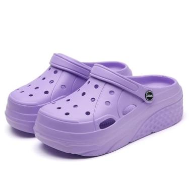 Imagem de Meidiastra Pantufas femininas de plataforma sem cadarço para mulheres, Roxo - 6 cm, 40