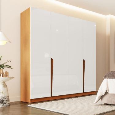 Imagem de Guarda Roupa Roupeiro 4 Portas 4 Gavetas Porto Freijó Branco Politorno Móveis