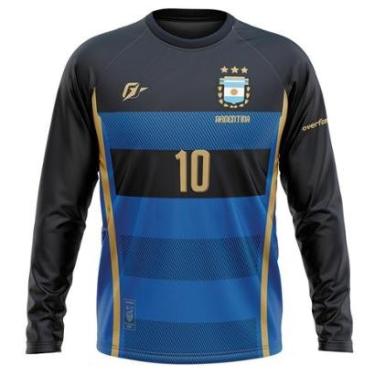 Imagem de Camiseta Manga Longa Filtro UV Argentina Azul Retrô Tri Campeã-Masculino