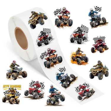 Imagem de 500 peças de adesivos de quatro rodas quadriciclo quadriciclo rolo, ATV Dirt Bike Favors Decorações de aniversário adesivos à prova d'água para garrafa de água Laptop Bagagem Envelope