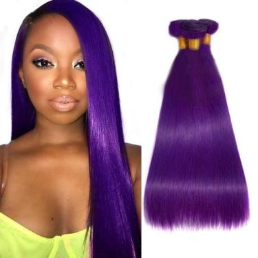 Imagem de Pacotes de cabelo HuxoWax Purple Straight Brazilian 8A 3x40-50cm
