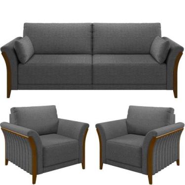 Imagem de Kit Sofá 02 Lugares 162Cm Com 02 Poltronas M03 Chumbo - LYAM DECOR