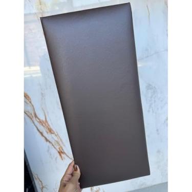 Imagem de Conjunto Cabeceira Cama estofado em couro sintético 45x20cm, decoração de quarto(MARROM COURINO,CASAL PADRÃO - 7 PLACAS)