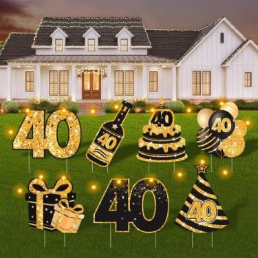 Imagem de Birthday Yard Signs ComboJoy, 7 peças, conjunto de decoração LED 40º