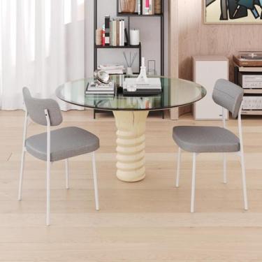 Imagem de 4 Un. Cadeira Fixa Estofada Mynna c/Pés Brancos - Compace