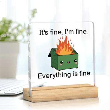 Imagem de Decoração de mesa de lixo para bombeiros, decoração de escritório engraçada, decoração de mesa de escritório, presentes inspiradores para mulheres homens amigos, sinal de placa acrílica de presente