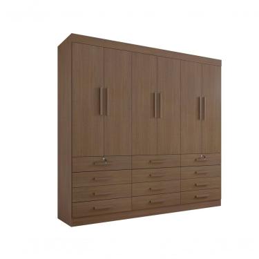 Imagem de Guarda Roupa Casal 6 Portas 12 Gavetas Com Pés Mônaco Plus D' Doro Castanho