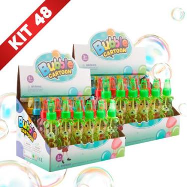 Imagem de Kit 48 Brinquedo Infantil Bolhas Sabão Ursinho Com Apito Festas Crianç