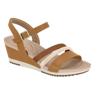 Imagem de Anabela Três Tiras com Strass Modare (Camel, BR, Adulto, Numérico, 36)