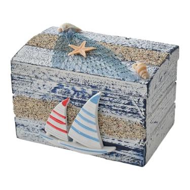 Imagem de BLWOTMOR Caixa organizadora pequena para joias, pequenos objetos, estilo do, com tema náutico, ideal para guardar lembranças, amuletos e outros, com Barco