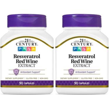 Imagem de Cápsulas de extrato de vinho tinto de resveratrol do século 21, 180 un