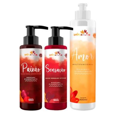 Imagem de Beleza Ruiva – Kit Tonalizantes Paixão, Sensação e Diluidor Amor 300ml | Ruivo Cobre Avermelhado e Vermelho Intenso | Cabelos Hidratados, Brilho Vibrante e Cores Super Pigmentadas