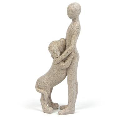 Imagem de Lixintray Estatuetas de estátua de cachorro, decoração de casa, homem fofo e decoração de escultura de cachorro para sala de estar, banheiro, escritório, estante, presentes de memória para amantes de