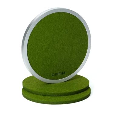 Imagem de Zanmia Porta-copos absorventes com 1 base de alumínio e 3 almofadas de feltro - 10 cm, inserções substituíveis, porta-copos de metal antiderrapante para bebidas quentes/frias, uso em casa/escritório