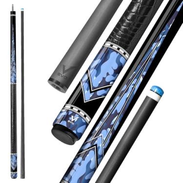 Imagem de EVO Recon bastão de sinuca de fibra de carbono, bastões de piscina de baixa deflexão com junta de 3/8 x 8 pinos e ponta de 12,5 mm, envoltório de couro de microfibra