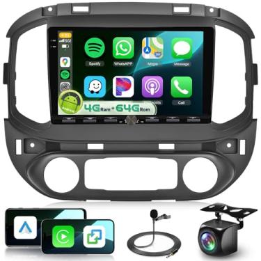 Imagem de Estéreo automotivo Android de 8 núcleos 4G + 64G para Chevy Colorado GMC Canyon 2015-2017 com WiFi 5G DSP Bluetooth 5.0 Carplay/Android Auto, rádio de tela sensível ao toque IPS 1280P de 9 polegadas