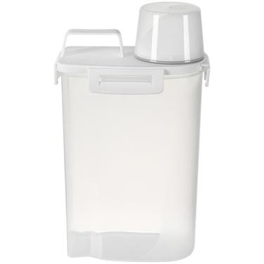 Imagem de Arroz, alimentos para animais de estimação e grãos, recipiente de armazenamento de alimentos 3L (2 – 2,5 kg), qualidade de plástico, vedação hermética, marcações de medição, design transparente, alça