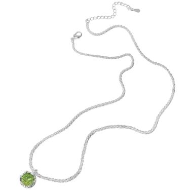 Imagem de Colar feminino de prata esterlina com pedra preciosa verde, pingente S925 com corrente ajustável, joia delicada para eventos e presentes
