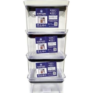 Imagem de Kit 3 Potes Herméticos Retangular Mantimentos Organizador Cozinha Acrílico 550 ml (KIT 3 POTES HERMÉTICOS CRISTAL)