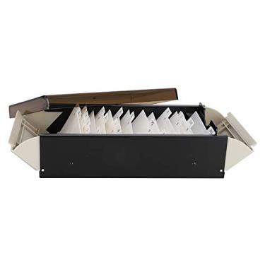 Imagem de Porta-cartões de visita Caixa de armazenamento de cartão de nome Organizador de grande capacidade Metal Plástico Preto 20,2x10,8x6,8cm Material de escritório com 20 cartões