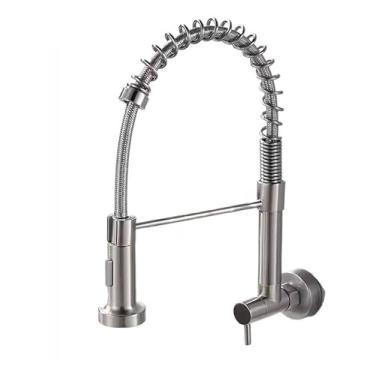 Imagem de Torneira Duplo JatoCozinha Gourmet Com Filtro Sem Refil - Spray de Pia 360° Extensor Dourado (Água Fria e Quente)(Prata-Parede)