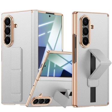 Imagem de YQODSZ Capa de couro para Samsung Galaxy Z Fold 7 com alça de mão escalável e suporte, protetor de tela integrado com tudo incluído, à prova de choque, fina, capa protetora de couro premium para Z