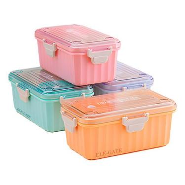 Imagem de Marmita Lancheira Plástica Dupla Camada p/Micro-ondas