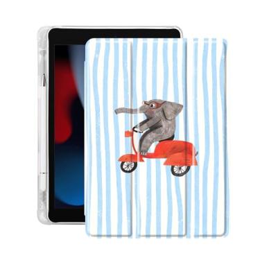 Imagem de Idocolors Linda capa de animal engraçada para iPad de 10,2 polegadas 2019/2020/2021 (7ª/8ª/9ª geração), suporte de lápis embutido com capa traseira transparente de TPU macio, despertar/hibernar