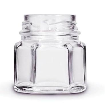Imagem de Kit com 3 x Pote de Vidro Sextavado 40ml - Sem Tampa - Ideal para Vela, Lembrancinhas, Mel, Geleia, Temperos e Conservas