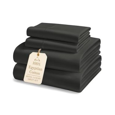 Imagem de Jogo de lençol Queen Size 100% algodão egípcio – 1000 fios naturalmente refrescantes e respiráveis, de cetim Queen, algodão de fibra longa para suavidade duradoura, ajuste confortável, bolso profundo