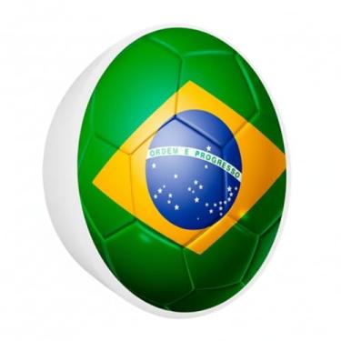Imagem de Luminária de Parede Arandela Bola do Brasil, Polietileno, 25x25x9cm, Bivolt, Decorativa para Bar, Sala, Corredor, Soquete E-27