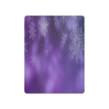 Imagem de Blueangle Jogo de lençol de berço macio e respirável com flocos de neve roxos, serve para colchão de berço padrão (1)