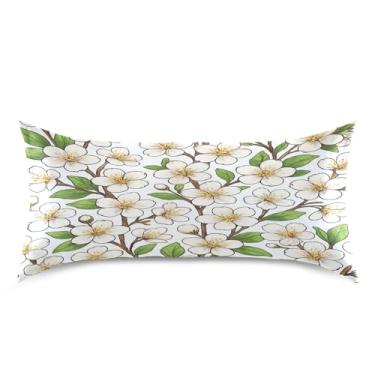 Imagem de Blueangle Fronha de cetim com flores de cerejeira branca para cabelo e pele, fronha de seda, tamanho king (50,8 x 101,6 cm) - Capas de almofada de cetim refrescantes com fecho de envelope (8)