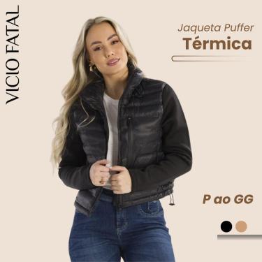 Imagem de Jaqueta Feminina Bobojaco Térmica com Mangas de Moletom - Inverno Casual Confortável-Feminino