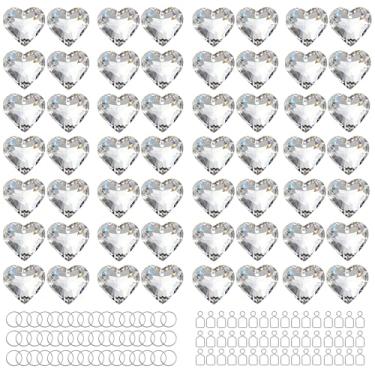 Imagem de HDCRYSTALGIFTS 48 peças de prisma de coração de cristal transparente de 20 mm, prismas de coração, cristais de lustre, cata-sol pendurados para janela, jardim, casa, casamento, enfeites de Natal de